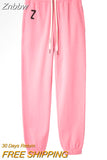 Znbbw Letter Cotton Pants Women 2023 Spring Autumn Drawstring Sprot Pants Trousers Casual Classic Streetwear Sweatpants Female