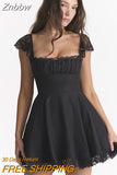 Znbbw Elegant White Lace Strap Mini Dress For Women Fashion Sleeveless Backless Loose Sexy Short Dresses Vestido Clubwear