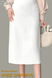 Znbbw New Brand Fashion High Quality High Waist Elegant Straight Skirts Women Office Lady Back Slit Mid-Length Pencil Skirts