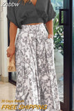 Znbbw Womens Two Piece Sets Elgant Floral Print Wide Leg Pant High Streetwear Sexy Mid Sleeve Shirt Short Puff Sleeve Printed Set