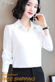 Znbbw Woman Blouses 2023 Office Lady Simplicity Hidden Breasted Silk Satin Shirts For Women Basic Clothing Female Casual Tops