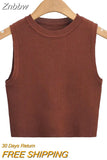 Znbbw Women Off Shoulder Tank Top Summer Knit Ribbed O Neck Sleeveless Skinny Vests 2023 Sexy Solid Basic Tops 202304