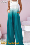 znbbw Wide Leg Pants Dungaree Bib Overalls Sleeveless Oversized Vintage Print Jumpsuits Women Strap Loose Summer Folds Jumpsuit