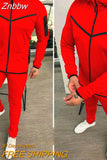 Znbbw Spring Men's Zipper Hoodie Coat + Long Pants 2pc Set High Quality Casual Sweatpants Outfit Fashion Solid Slim Men Tracksuits