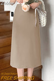 Znbbw New Brand Fashion High Quality High Waist Elegant Straight Skirts Women Office Lady Back Slit Mid-Length Pencil Skirts