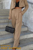 Znbbw Long Pants Outfits 2023 Autumn Winter Office Short Blazer Coat Women's 2pc Sets Fashion Temperament Formal Occasion Suit