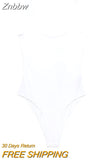 Znbbw TRAF White Bodysuit Sexy Backless Bodysuit Romper Women sexy Sleeveless Tank Top gloved bodysuit Body Female