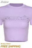 Znbbw Women Teen Girls Gothic Graphic Print Crop Tops T Shirts O-Neck Short Sleeve E-Girl Aesthetic Kawaii Crop Tees Tops Streetwear