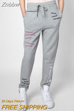 Znbbw Letter Cotton Pants Women 2023 Spring Autumn Drawstring Sprot Pants Trousers Casual Classic Streetwear Sweatpants Female