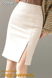 Znbbw Simple OL Style Office Pencil Skirts Elegant All-Match High Waist Slim Women Skirts Female Classic Vintage Casual Bottoms