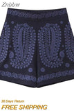 Znbbw TRAF Women 2023 Summer Chic Fashion Contrast Embroidery High Waist Shorts Vintage Female Short Pants Women