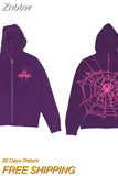 Znbbw Hop Men Sweatshirt Hoodie Full back spider web Printed Streetwear Harajuku Y2k Pullover Winter Fall Hoodie Casual Zip Jacket