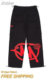 Znbbw Shorts Men Y2K Harajuku Cargo Letter Printing Wide Leg Casual Loose pants Women Vintage Gym High Waist jeans