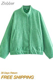 Znbbw TRAF 2023 Spring Warm Gray Jacket Women Outerwear With Button Autumn Bomber Jacket Coat Women Winter Coat Top women