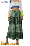 Znbbw Grunge Aesthetics Kawaii High Waist Skirts 2000s Women Streetwear Print A-line Skirt Holiday Harajuku Outfits Retro Summer