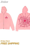 Znbbw Hop Men Sweatshirt Hoodie Full back spider web Printed Streetwear Harajuku Y2k Pullover Winter Fall Hoodie Casual Zip Jacket