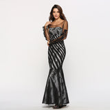 Znbbw Station Popular Style Female Lace Gauze Self-Cultivation Socialite Fan Dance President Style Toast Evening Dress