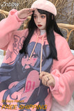 Znbbw cartoon cute kawaii girl top Harajuku style hooded sweater female student loose plus velvet thick ins sweater street wear