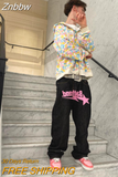 Znbbw Y2K Hip Hop Jeans Women Personalized Letter Street Loose Men Trend Fashion Harajuku Denim Trousers Wide Leg Straight Pants