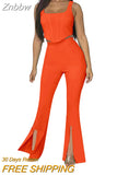 Znbbw Women's Set Tank Crop Tops and Wide Leg Pants Elegant Tracksuit Two Piece Set Sweatsuit Fitness Outfits