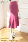 Znbbw Summer Autumn New High Waist Midi Skirts For Women Office Lady Elegant Mermaid Skirts Simple Casual Long Skirt Faldas Mujer