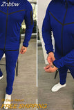 Znbbw Spring Men's Zipper Hoodie Coat + Long Pants 2pc Set High Quality Casual Sweatpants Outfit Fashion Solid Slim Men Tracksuits