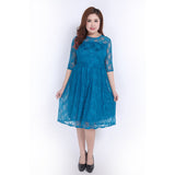 Znbbw Style Fat MM Large Size Elegant Dress Dress Medium Sleeve Dress Lace Skirt