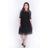 Znbbw Style Fat MM Large Size Elegant Dress Dress Medium Sleeve Dress Lace Skirt