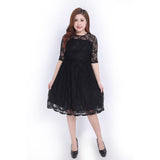 Znbbw Style Fat MM Large Size Elegant Dress Dress Medium Sleeve Dress Lace Skirt
