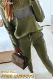 znbbw Women Suit Jogger Two Piece Set Autumn Fashion Print Tracksuits Women 2023 Streetwear Zipper Long Sleeve Tops + Trousers Outfits