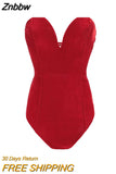 Znbbw Burgundy Strapless Velvet Sexy Bodysuit Women Sweetheart Bodycon Backless Lace Up Body 2023 V Neck Party Bodysuits