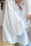 Znbbw White Transparent Chiffon Blouse Chic Women Summer Oversize Puff Long Sleeve Shirt Korean Style Cardigan Basic Sheer Top