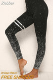 Znbbw Women Leggings No Transparent Metallic Foil Print Leggings Exercise Fitness Patchwork Push Up Female Yoga Pants