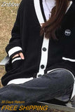 Znbbw Korean Style Black Knitted Cardigan Sweater Women Oversize Fashion Single Breasted Knitwear Jackets Autumn Jumper Coat
