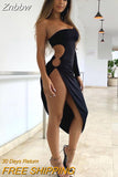 Znbbw One Shoulder Sexy Cut Out Side Asymmetrical Hem Bodycon Dresses Women Ruched Clubwear Midi Party Dress