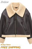 Znbbw Winter 2023 Women Jacket Coats Faux Shearling Sheepskin Coat Retro Motorcycle Jacket Fleece Woman Jackets Outerwear Tops