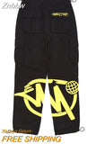 Znbbw Shorts Men Y2K Harajuku Cargo Letter Printing Wide Leg Casual Loose pants Women Vintage Gym High Waist jeans