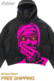 Znbbw New Fall Skull Print Street Hip Hop Retro Oversized Hoodies Y2K Fashion Loose Gothic Sweatshirt Men And Women Tops Hoodies