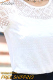 Znbbw Women Clothing Chiffon Blouse Lace Crochet Female Korean Shirts Ladies Blusas Tops Shirt White Blouses slim fit Tops