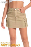 Znbbw Mini Cargo Skirts Women Party High Waisted Vintage Khaki Skirt Hot Sale Harajuku 2000s Retro Pockets Skirts Streetwear