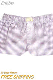 Znbbw Women's Y2k Pajamas Shorts Cute Plaid Pj Short Pants Flannel Lounge Sleep Shorts Bottoms Elastic Waist Baggy Boxers Tracksuit 0410