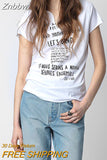 Znbbw Printed T-shirts Women 2023 Summer Clothes Cotton V Neck Short Sleeve Trend T-shirt Fashion Tees Tops Streetwear Female