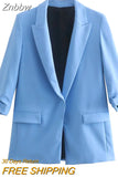 Znbbw TRAF Women Animal Print Zebra Blazer Elegant Chic Fashion Suit Jacket Casual Coat Female Outerwear Outfit Clothing