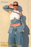 Znbbw TRAF Women Sexy Denim Camis Women Tops Blue Camis Sleeveless Female Denim Tank With Button Top