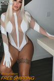 Znbbw Women Long Sleeve Mesh See Through Bodycon Club T Shirt Tops Bodysuit 2023 Fall Clothing Wholesale Items For Business