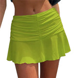 Znbbw Boho Floral Pleated Skirt Frill Low Waisted Sweet Vintage Short Skirts Women Aesthetic Grunge Fairycore Kawaii Clothes