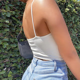 Znbbw Women Sexy Hollow Out Lace Up Camis Summer Sleeveless Solid Color Slim Fit Bandage V Neck Low Cut Club Holiday Casual Crop Top