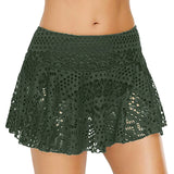 Znbbw Summer Bikini Skirt Swimwear Women Casual Lace Hollow Out Beach Skirt Mini Waist Skirted Bikini Bottom Swimsuit Dress