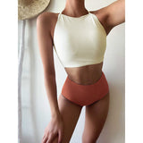 Znbbw Bikini High Waisted Swimsuits Female Bandage Women Swimwear Retro Bathing Suits Swimming Suit Beachwear Bikini Set