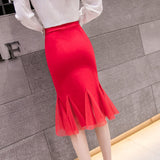 Znbbw Women Bodycon Mermaid Skirt Sexy Stitching High Waist Stretch Skirts Vintage Elegant Package Hip Skirts Sexy Saias Jupes Falads